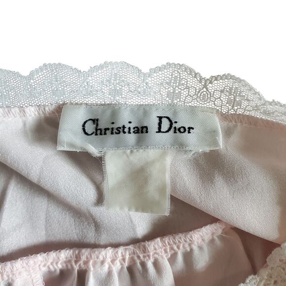 Vintage 80's Christian Dior Pink Lace Detail Coquette Nightgown - Size Large - Picture 3 of 6